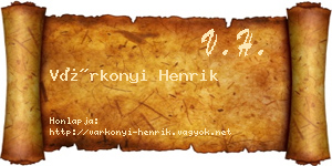 Várkonyi Henrik névjegykártya